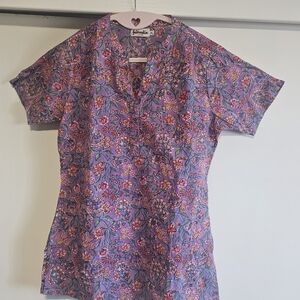 Fabindia Purple Pink Fitted Short Sleeve Blouse